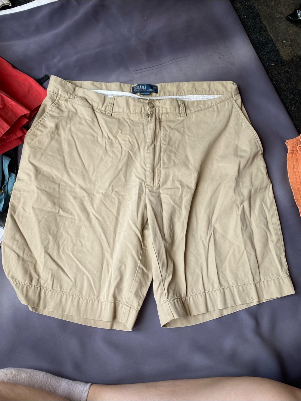 Ralph Lauren Beige Flat-Front Cotton Shorts